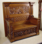 Antique Highly Carved Oak Hall Bench