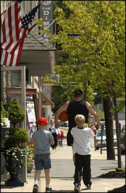 Main Street Hawley Pennsylvania in Wayne County in the Pocono Mountains near Lake Wallenpaupack